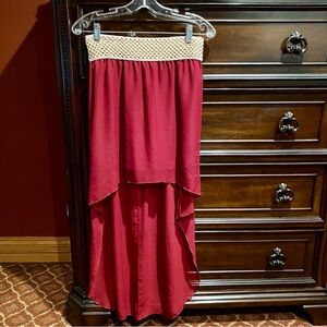 Hi-Lo Burgundy Maxi Skirt | S